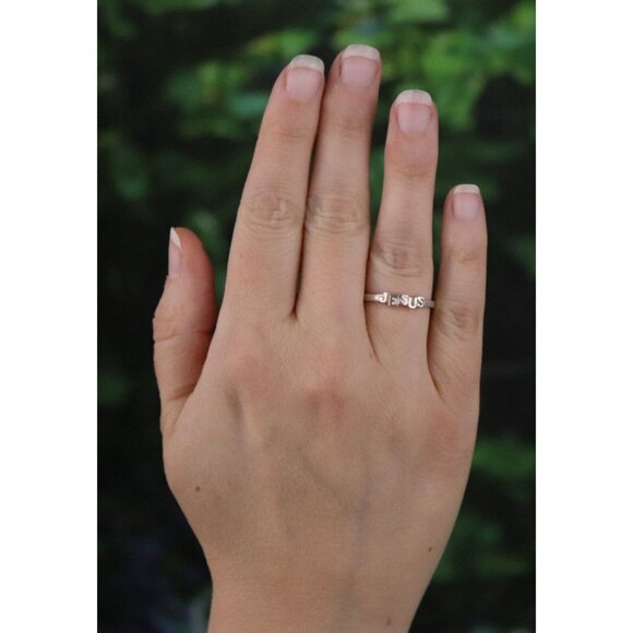 Sterling Silver Jesus Ring Band Size 7 - Picture 2 of 8